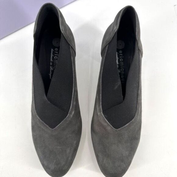 Eric Michael Gayle Women Suede Leather Block Heel Slip On Pumps Gray Size 40 10 - Picture 3 of 11